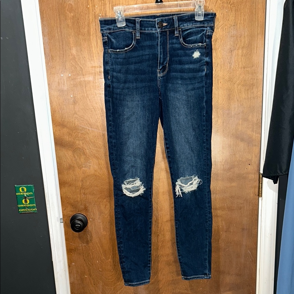 Distressed Blue American Eagle Skinny Jeans